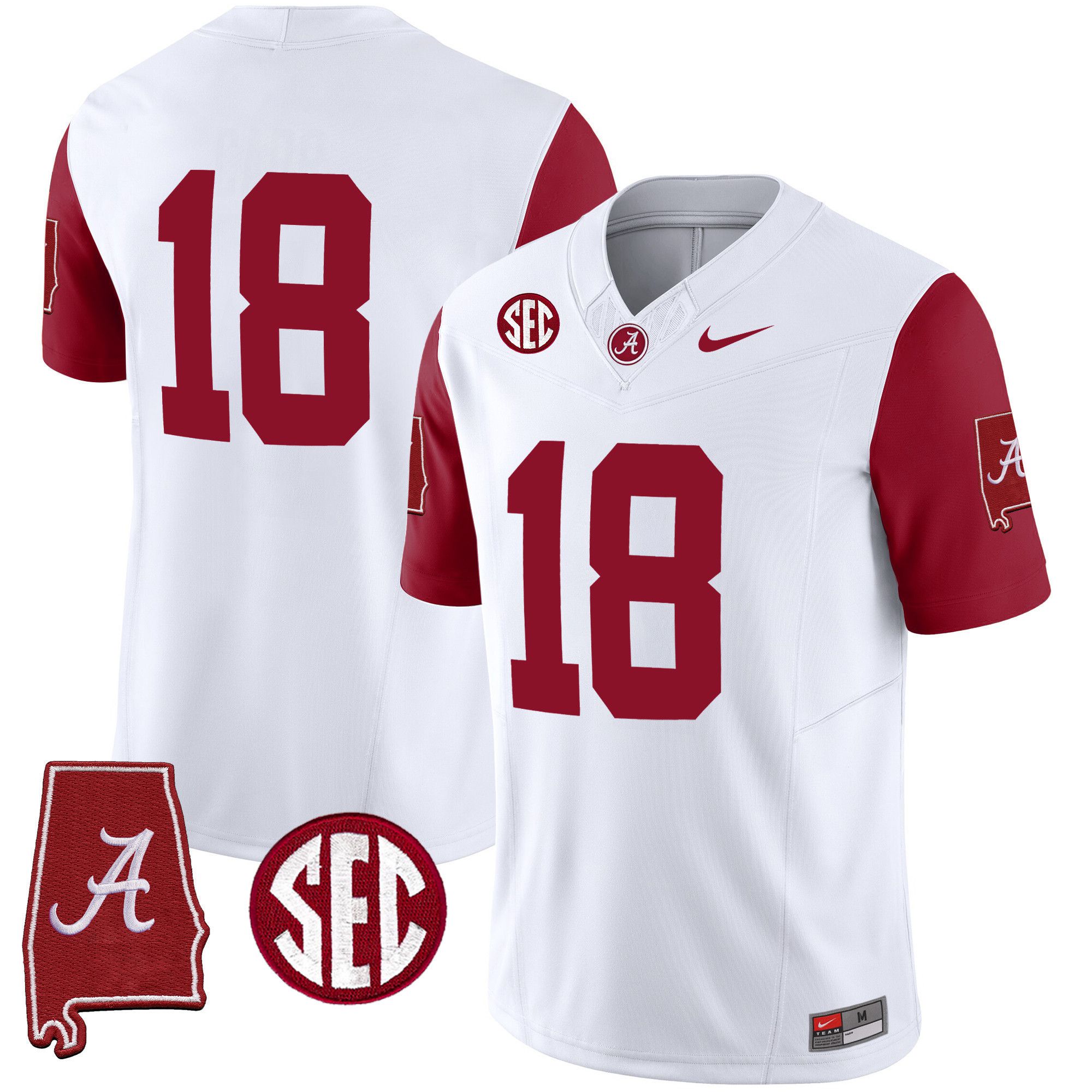 Men Alabama Crimson Tide #18 No Name White 2024 Nike Vapor Limited NCAA Jersey style 2